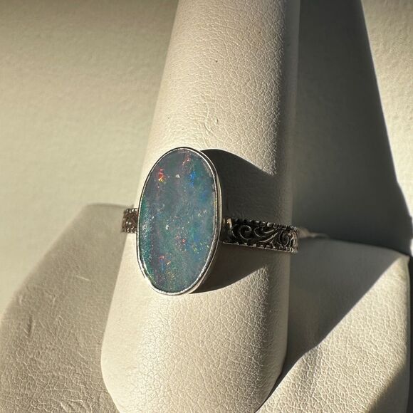 NWT Australian Opal in Bali sterling silver ring! - Picture 7 of 10